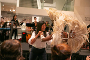 SambaViva dancer with attendee